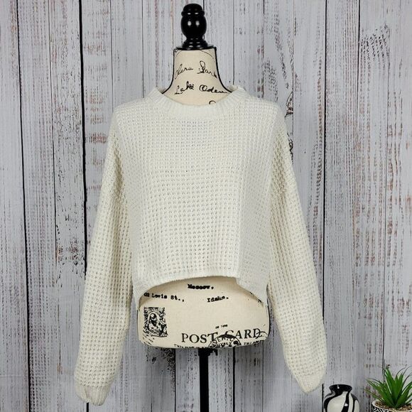 Rue21 Small Cream Knit Casual Shabby Chic Classic Loose Fit Scoop Neck Sweater - Picture 1 of 7